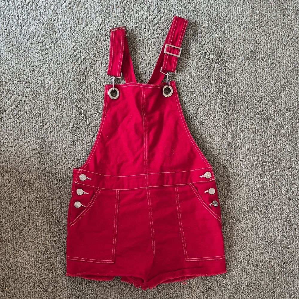 wild fable Pink-Red Short Overalls - Girls